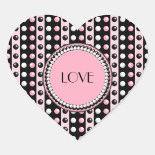 Polka dots n Stripes Monogram Heart Sticker