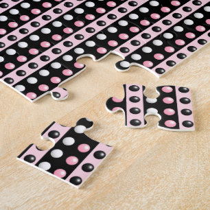 Polka dots n Stripes Monogram Jigsaw Puzzle