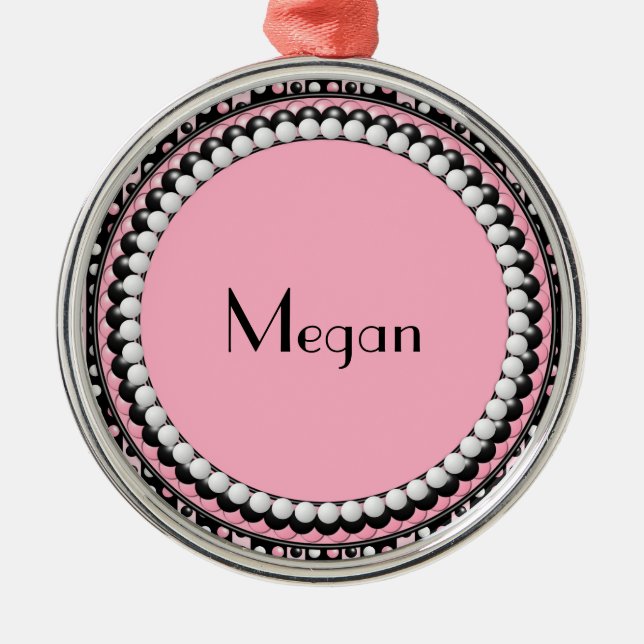 Polka dots n Stripes Monogram Ornament (Front)