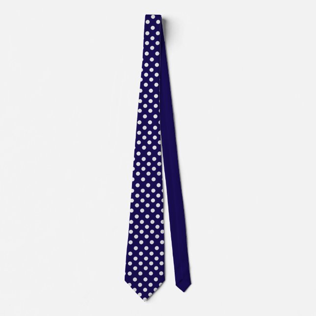 Polka dots navy blue and white tie (Front)