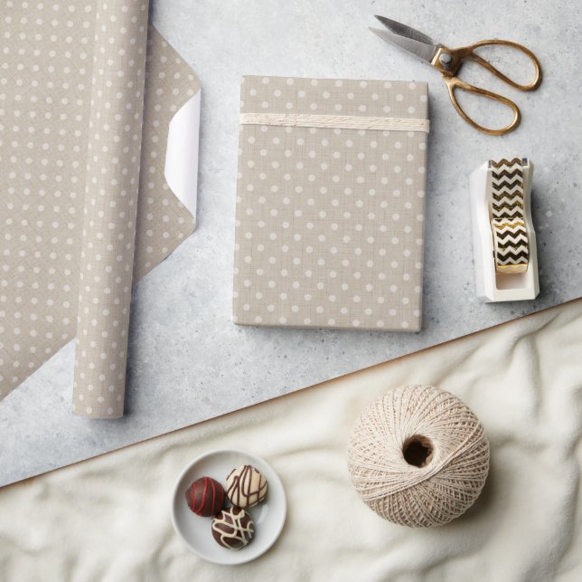 Polka dots on a textured beige  wrapping paper (Crafts)