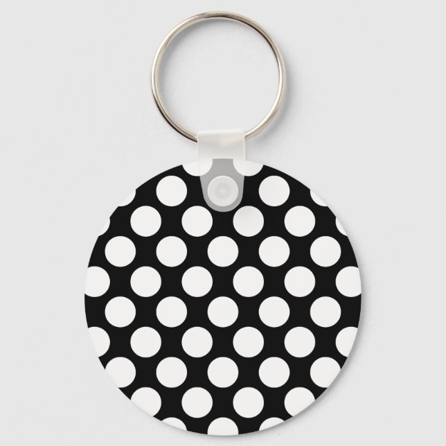 Polka Dots on Black Key Ring (Front)