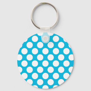 Polka Dots on Blue Key Ring