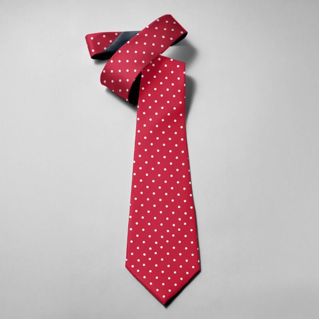 Polka Dots On Dark Red Background Modern Tie (Creator Uploaded)
