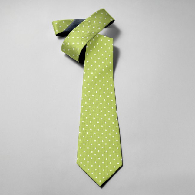 Polka Dots On Light Green Background Men Tie (Creator Uploaded)