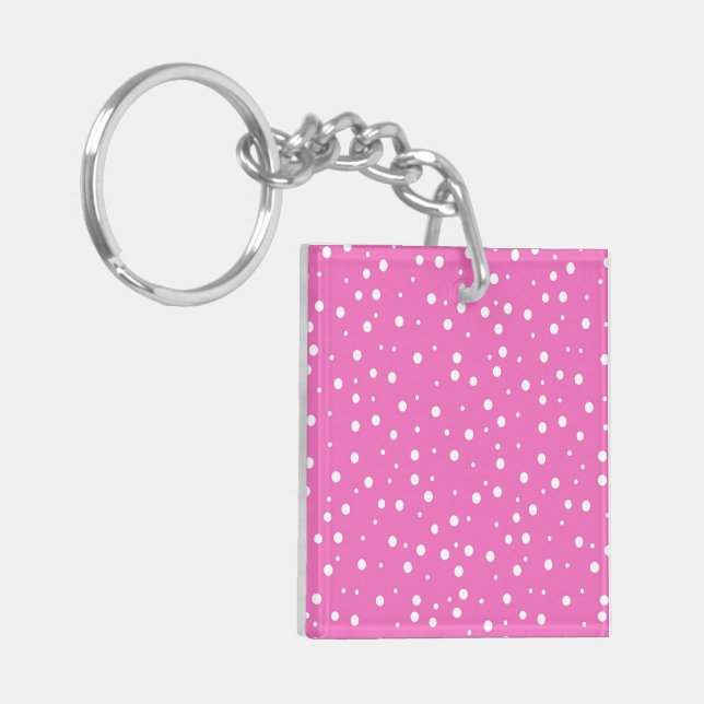 Polka Dots on Pink Background Key Ring (Front Left)