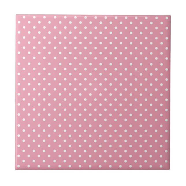 Polka Dots on Pink Pattern Tile (Front)