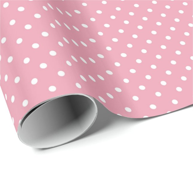 Polka Dots on Pink Pattern Wrapping Paper (Roll Corner)
