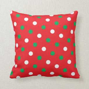 Polka Dots on Red Christmas Throw Cushion