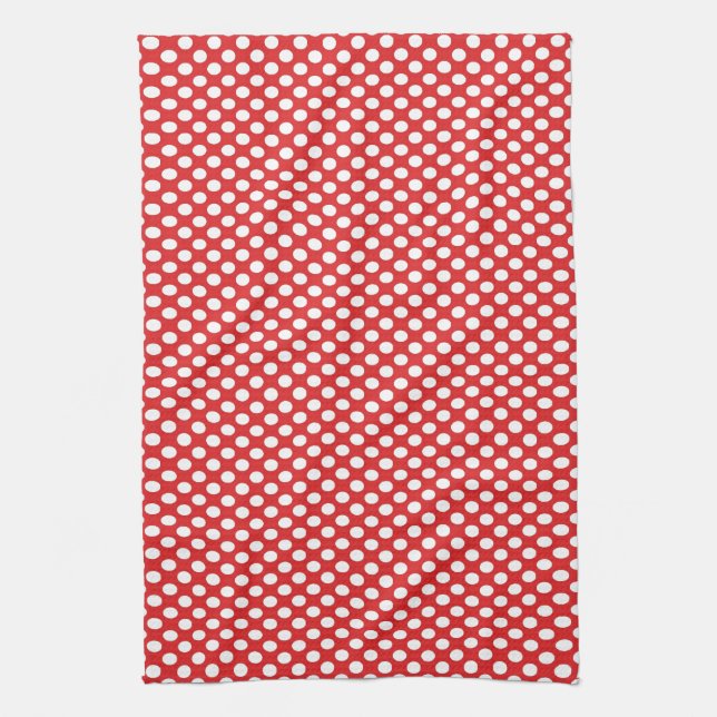 Polka Dots on Red Tea Towel (Vertical)