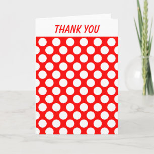 Polka Dots on Red Thank You Card
