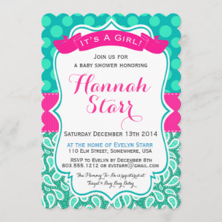 Polka Dots & Paisley Baby Shower Invitation