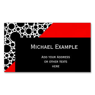 Polka Dots Pattern Black + your backgr. & ideas Magnetic Business Card