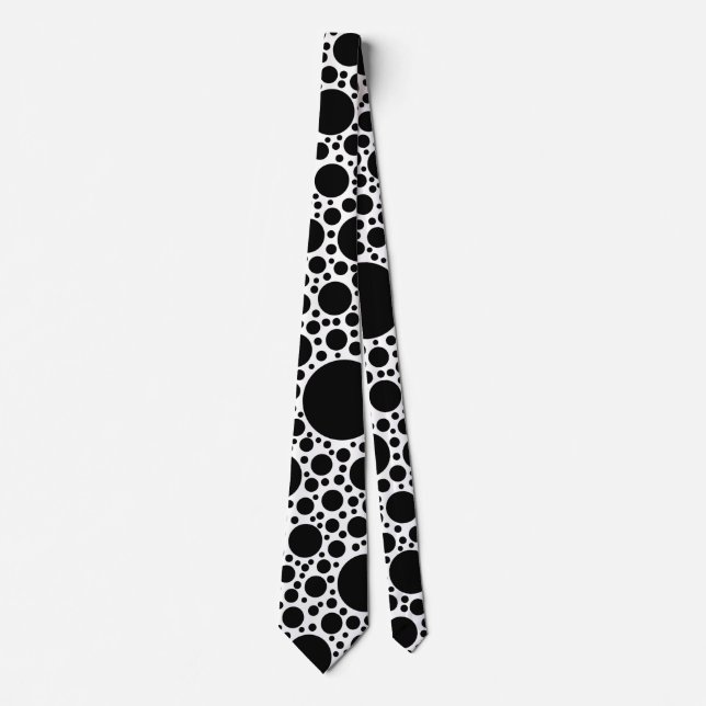 Polka Dots Pattern Black + your backgr. & ideas Tie (Front)