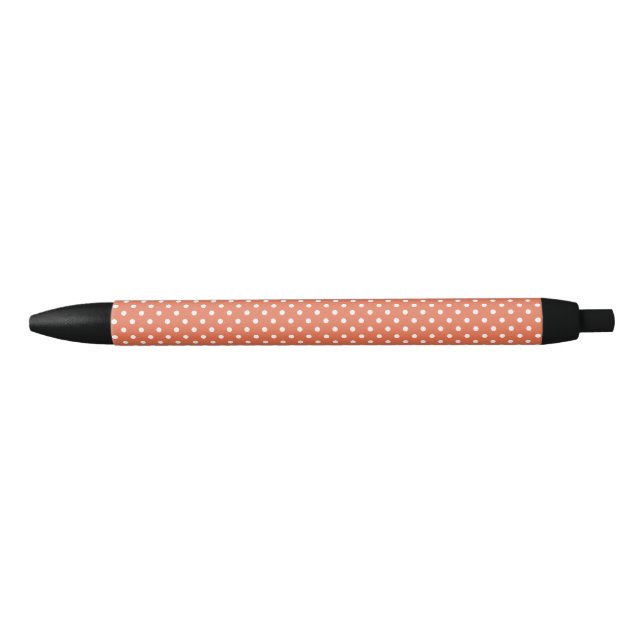 Polka Dots Pattern Burnt Sienna Black Ink Pen (Front)