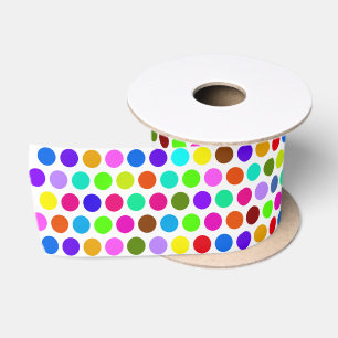 Polka Dots Pattern coloured + your backgr. & ideas Satin Ribbon