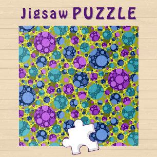 Polka Dots Pattern in Pink Blue Teal - Jigsaw Puzzle