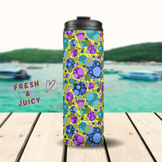 Polka Dots Pattern in Pink Blue Teal -  Thermal Tumbler