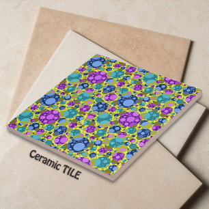 Polka Dots Pattern in Pink Blue Teal - Tile
