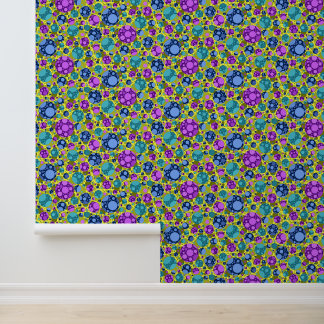 Polka Dots Pattern in Pink Blue Teal -  Wallpaper