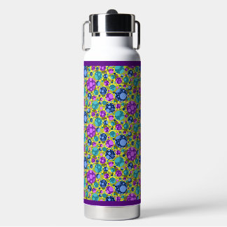 Polka Dots Pattern in Pink Blue Teal -  Water Bottle