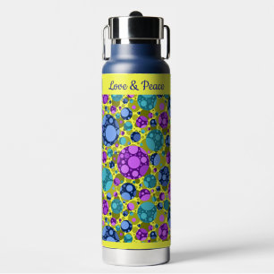 Polka Dots Pattern in Pink Blue Teal - Water Bottle