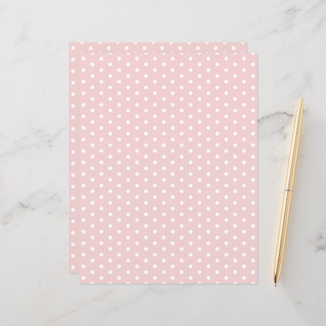 Polka Dots Pattern Pastel Pink Scrapbook Paper (Front/Back In Situ)