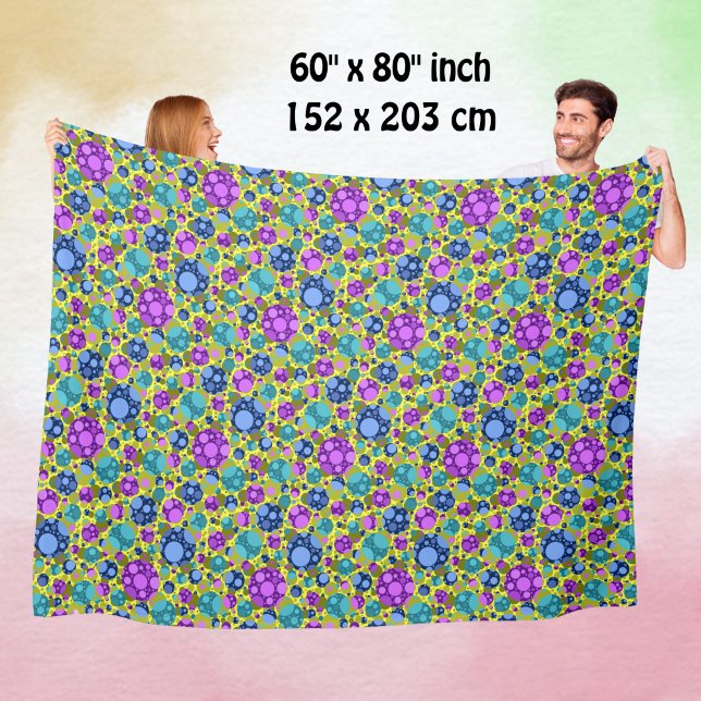 Polka Dots Pattern Pink Blue Teal -  Fleece Blanket (Creator Uploaded)