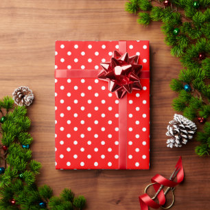 Polka dots pattern red colour wrapping paper
