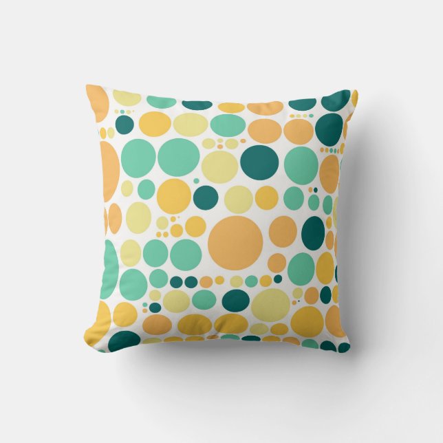 Polka dots pattern | Retro Orange Blue Cushion (Front)