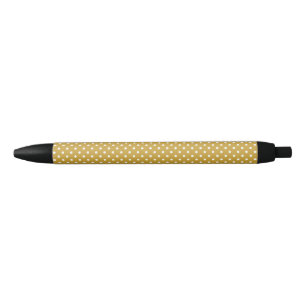 Polka Dots Pattern Satin Sheen Gold Black Ink Pen