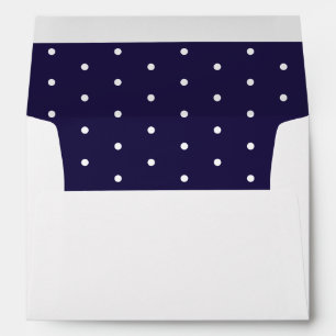 Polka Dots Pattern Wedding Invitation Navy Blue Envelope