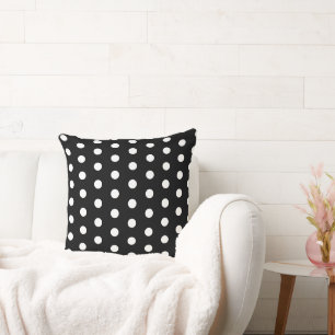 Polka Dots Perky Pattern Black White Cushion