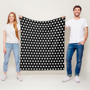 Polka Dots Perky Pattern Black White Fleece Blanket
