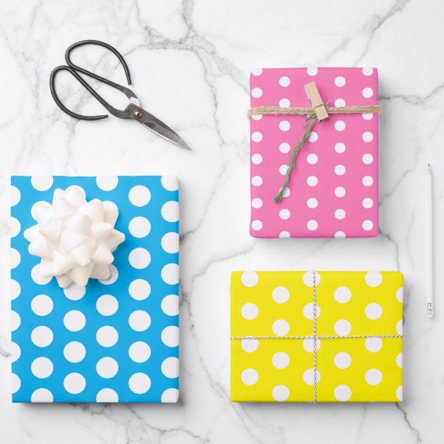 Polka Dots Perky Pattern Bright Colours Wrapping Paper Sheet (Front)
