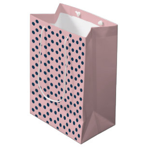 Polka dots pink and navy medium gift bag