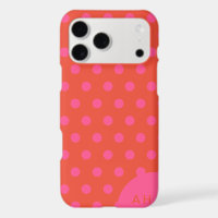 Polka Dots Pink and red Orange monogrammed