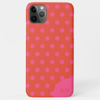 Polka Dots Pink and red Orange monogrammed