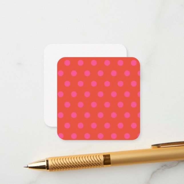 Polka Dots Pink and red Orange monogrammed Enclosure Card (Front/Back In Situ)