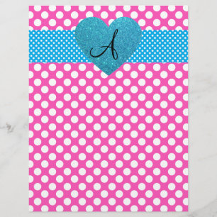 Polka dots pink and white monogram flyer