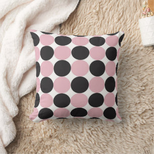 Polka Dots Pink & Black Cushion