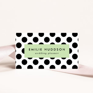 Polka Dots, Polka Dot Pattern, Black and White Business Card