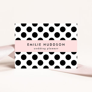 Polka Dots, Polka Dot Pattern, Black and White Business Card