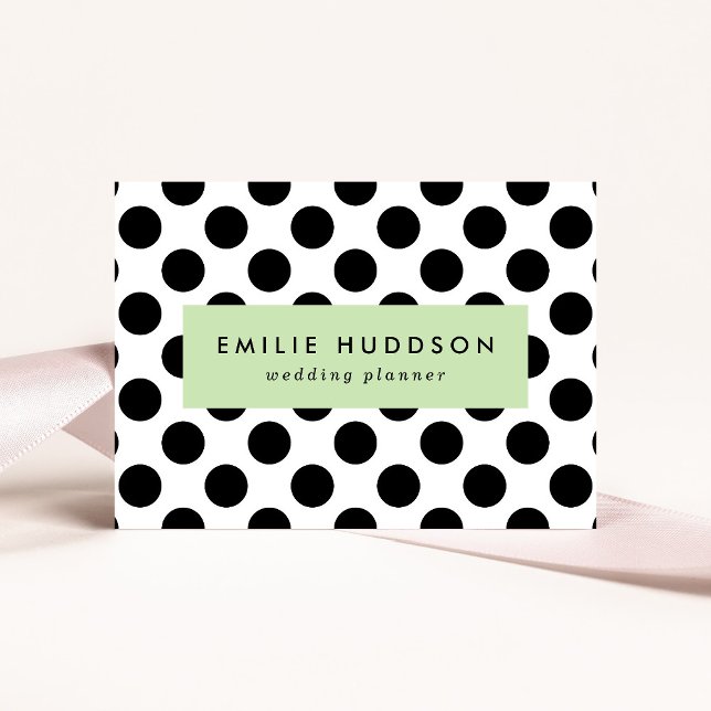 Polka Dots, Polka Dot Pattern, Black and White Business Card (Creator Uploaded)