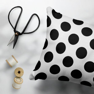 Polka Dots, Polka Dot Pattern, Black and White Decorative Cushion
