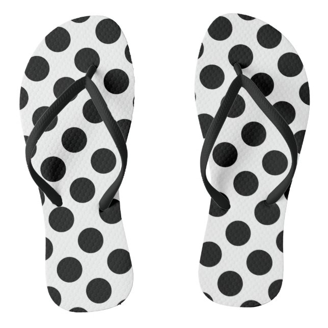 Polka Dots, Polka Dot Pattern, Black and White Jandals (Footbed)