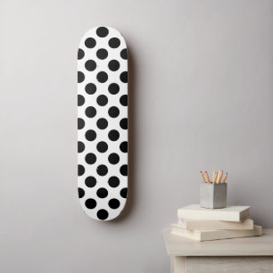 Polka Dots, Polka Dot Pattern, Black and White Skateboard