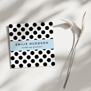 Polka Dots, Polka Dot Pattern, Black and White Square Business Card