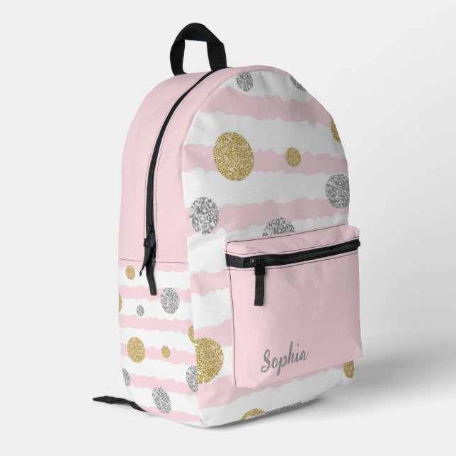 Polka Dots  Printed Backpack (Back Corner Left)