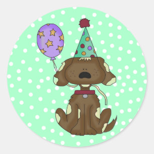 Polka Dots & Puppy Dog Birthday Envelope Stickers